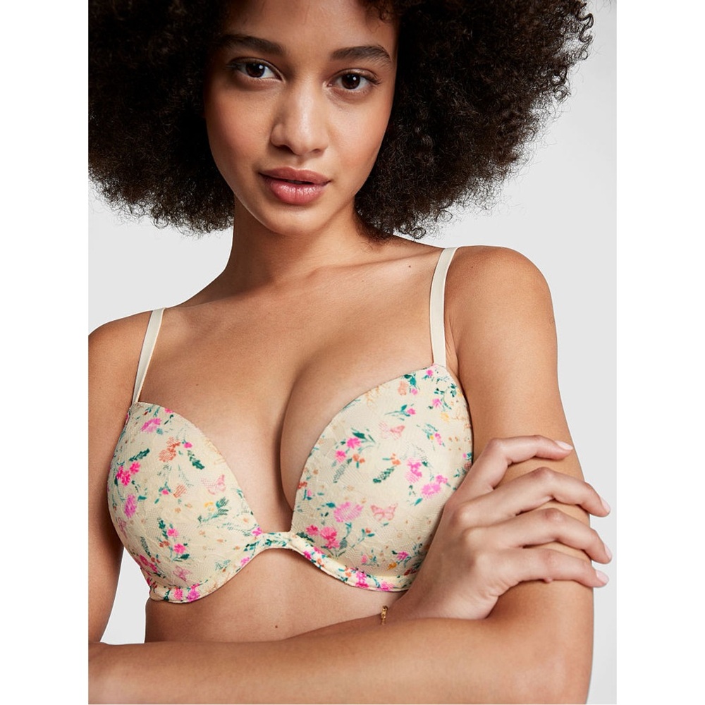 Victoria’s Secret Cream Floral Push Up Bra 34 C